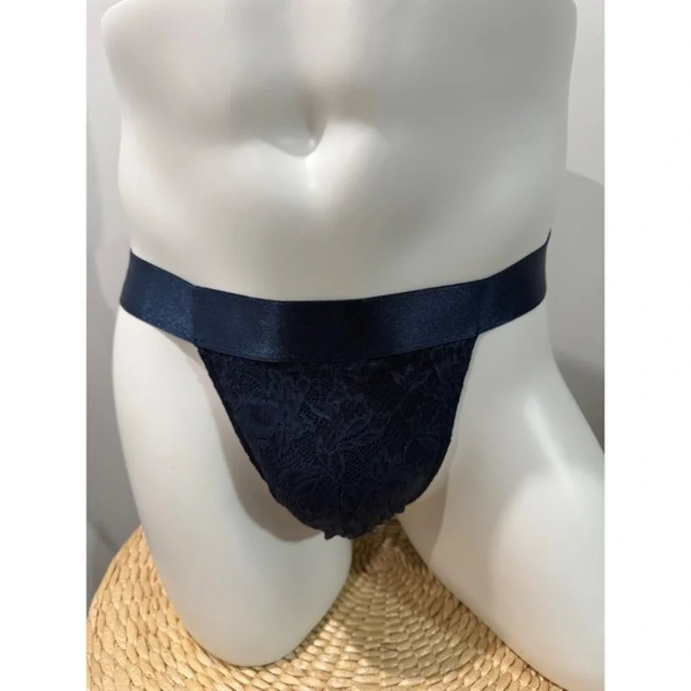 Cosabella Never Say Never Lace Jock Strap Navy Blue Men's size M NWT